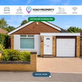 Detached Bungalow I Sleeps 7 I Driveway Parking I Excellent Location I Fast WiFi I Self-Check-In I By Yoko Property
