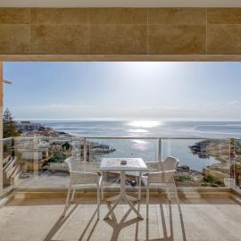 2BR Sea View home with Terrace Beach Across Road AC St Julians Malta