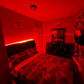 Stylish Red LED Bedroom, hotel in Irvington