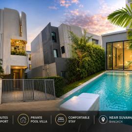 Modern Pool Villa Near BKK Airport 6 Guests، فندق في Sathani Ban Thap Chang