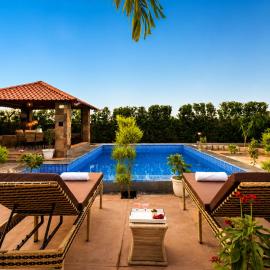 ELIVAAS Signature Royal Green Farm Pet-friendly 2-BHK Countryside Farmhouse with Private Pool, Gazebo and Garden