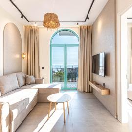 Santorini Dream 2 Apt w Parking, Kitchen and Sunset, Sea View - Drymade, hotel in Dhërmi