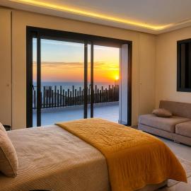 Elegant Private Room with Ocean View & Sunset Terrace