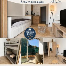 Charmant studio neuf 150m plage sur avenue principale climatisé et parking