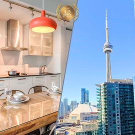CN Tower View Condo with Pvt Balcony & Work Space