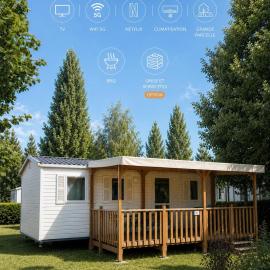 Superbe Mobilhome 3ch-6 pers TV, Wifi 5G, Climatisation - Bungalow Camping HOMAIR 3 étoiles, Hotel in Ivry-la-Bataille