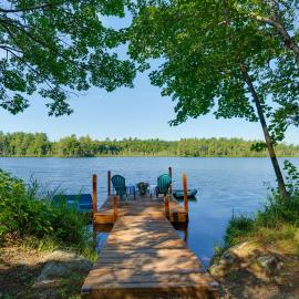 Private Dock & Deck: Tranquil Dam Pond Cottage!