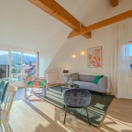 Stylische Loft-Maisonette mit Galerie und Burgblick für 6 Gäste