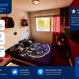 Studio lumineux et climatisé avec parking gratuit - Tramway devant la résidence - appartement 114