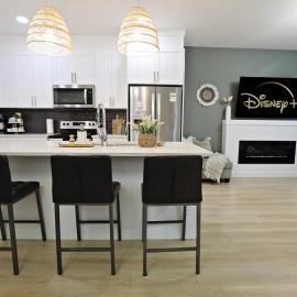 Chic Modern Home King Bed Fireplace Disney
