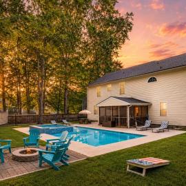 5 BR - Pool, Firepit, Backyard
