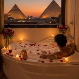 Luxury Giza pyramids view & jacuzzi