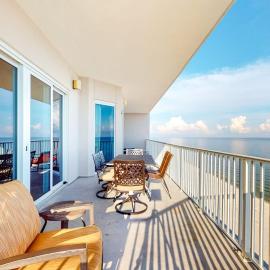 Inviting Gulf front condo In Perdido Key with waterfront pool and hot tub and oceanfront balcony