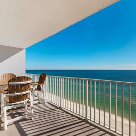 Inviting Gulf front condo In Perdido Key with waterfront pool and hot tub and oceanfront balcony