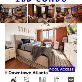 Lovely 2BR Condo WFH Heart of Downtown Pool Access