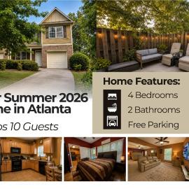 4BR Home with calif king bed Sleeps 10, Gym near Airport, hotel v destinácii Atlanta
