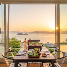 Yeosu falling in blue ocean view pension