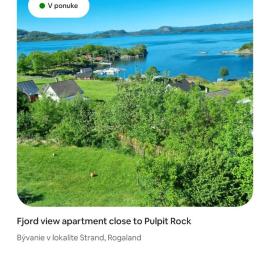Fjord view apartment 30 minutes from Preikestolen