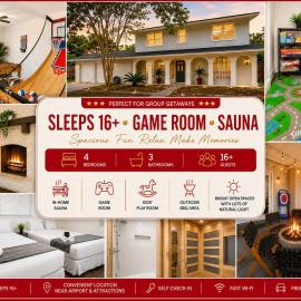 TX1 House Sauna & Game Room Fun For Groups, hotel u San Antoniju