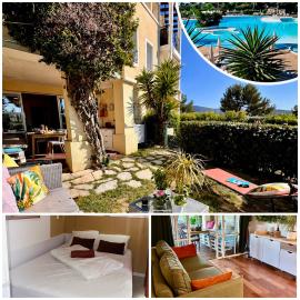 Appartement Premium Genius - Chambre séparée -vue Mer -Jardin Clôturé -Terrasse -Parking - Piscine Chauffée du 04 Avril au 01 Novembre- Saint Raphaël, хотел в Агай - Сен Рафаел