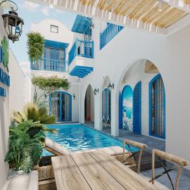 TD Santorini Pool Villa, viešbutis mieste Cổ Lưu (1)