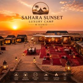 Sahara Sunset Luxury Camp M'hamid、Mhamidのホテル