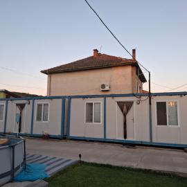 Blue and white
