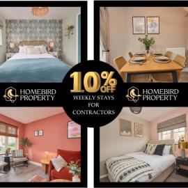 Modern 2BDR House By Homebird Property Management Short Lets & Serviced Accommodation Leeds With Private Parking & Free WiFi