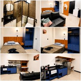 Studio Echo Living 05 Novo Completo com Ar Quente e Frio, Cozinha Completa, Wifi, Vaga para Veículo