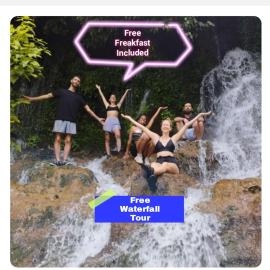 Accomodation,Breakfast included,Free Dayly Tour-to-7-Waterfalls,, hotel Juayúában