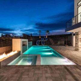 Extraordinary Mountain View House in Utah with Private Heated Pool plus slides and Hot Tub, Pickleball Court, Firepit, Game room & Golf Putting Green