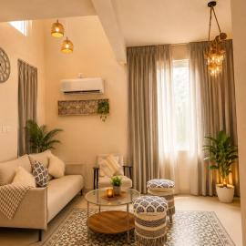 Boho 3bhk - clay and stone nandi with pool
