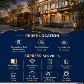 East Sacred Hotel Leo handles coverd丨2mins walk to the Metro丨Nearby Forbidden Square丨Free Pick-up for 7nights more丨Rooftop Chill, хотел в Пекин