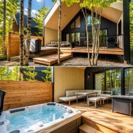 Entracte Spa prive Vue sur le boise Chalet premium pour 10 personnes