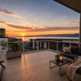 Fjord view & sunny balcony, 10 min to the city center Free car parking