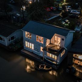 Luxury houseboat on London island