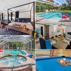 Game room, heated pool and spa near the beach