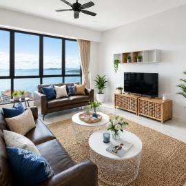 High Floor Family Seaview 3BR for 10 Bathtub & Sauna Jazz Suites Gurney