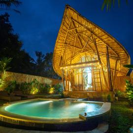 Golden paddy bamboo house -by sunrise hill