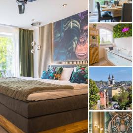 Tropengeflüster Penthouse in Hof, Whirlpool, Balkon, Webergrill, Smart-Checkin, Parkplatz, Wlan600Mbit