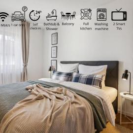 Gelbe Koffer - Business & Family Apartment in Neunkirchen - 2 separate Sсhlafzimmer - bis 5 Pers - Badewanne - Balkon