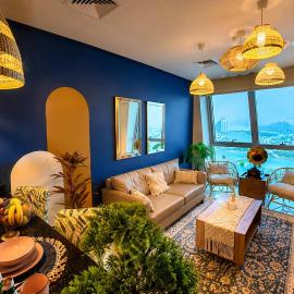 Zigzag Tower B - Stylish at Pearl, 2 BR, pool, parking and sea view-1705