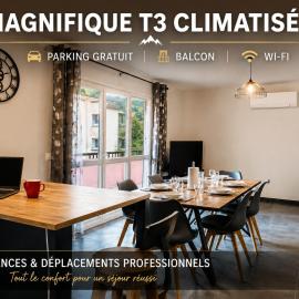 Appartement T3, spacieux, climatisé, cosy