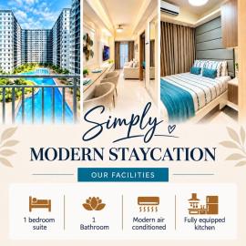 Simply Modern Staycation - 1BR Condo Pool View Near MOA-Shore3 Tower4