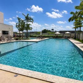 Apartamento em Ponta de Campina - 2 quartos climatizados, 2 banheiros, piscina e academia