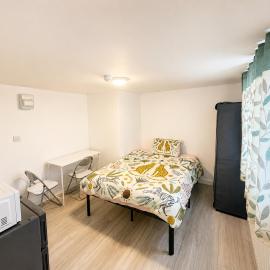 Private studio with a private bathroom and kitchenette