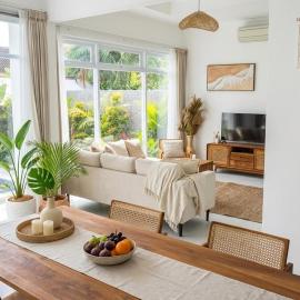 LUXURIOUS 3BR BOHO-TROPICAL VILLA IN PADANG LINJONG - Enclosed LIVING!!!