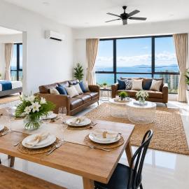 High Floor Family Seaview 3BR for 10 Bathtub & Sauna Jazz Suites Gurney