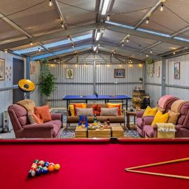 Warm, character-filled retreat with games room