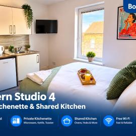Modern Studio 4 with Kitchenette & Shared Kitchen